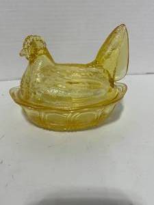 Stunning Amber Mosser 5" Hen on Nest