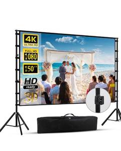 lot 107 image: Projector Screen with Stand 150 Portable $99.99 Retail - Brand New