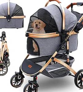 lot 119 image: Pet Stroller Gray for Pets up to 60lbs 3 in 1 $109.99 Retail - Brand New