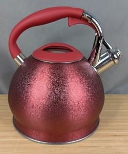 lot 163 image: Whistling Tea Kettle Red $37.99 Retail - Brand New