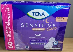 lot 173 image: Tena Sensitive Care Extra Cover Pads 45 Count $45.99 Retail - Brand New
