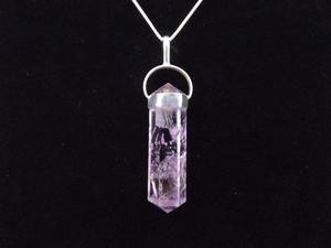 lot 17 image: .925 Sterling Silver Amethyst Crystal Happiness Pendant Necklace