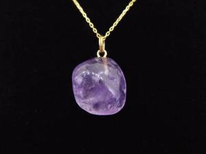 lot 18 image: .925 Sterling Silver Polished Raw Amethyst Stone Vermeil Pendant Necklace