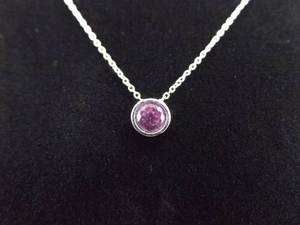 lot 22 image: .925 Sterling Silver Pink Sapphire Crystal Solitaire Pendant Necklace
