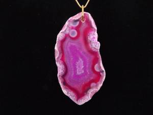 lot 23 image: .925 Sterling Silver Rose Gold Vermeil Pink Geode Pendant Necklace
