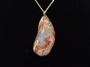 lot 28 image: .925 Sterling Silver Agate Vermeil Pendant Necklace