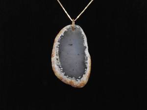 lot 30 image: .925 Sterling Silver Rose Gold Vermeil Moss Agate Pendant Necklace