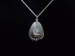 lot 36 image: .925 Sterling Silver Abalone Pendant Necklace