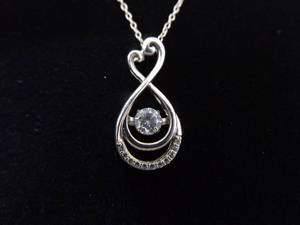 lot 38 image: .925 Sterling Silver Infinity Heart Dancing Crystal Pendant Necklace
