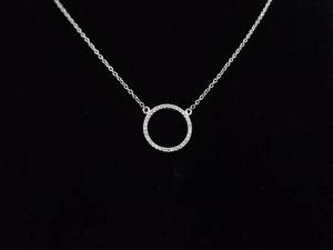lot 39 image: .925 Sterling Silver Crystal Hoop Necklace