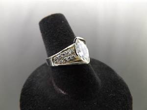 lot 69 image: .925 Sterling Silver Marquis Cut Zirconia Ring Size 7