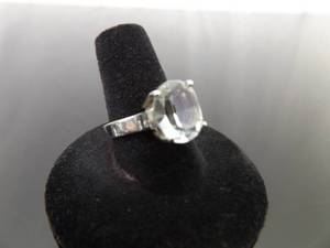lot 70 image: .925 Sterling Silver Marquis Cut Zirconia Ring Size 7.875