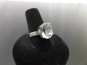 lot 70 image: .925 Sterling Silver Marquis Cut Zirconia Ring Size 7.875