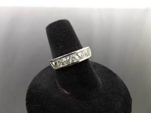 lot 75 image: .925 Sterling Silver Zirconia Band Ring Size 7