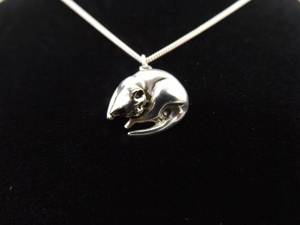 lot 44 image: .925 Sterling Silver Napping Kitty Cat Charm Pendant Necklace