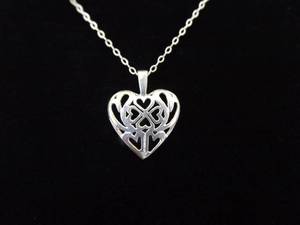 lot 46 image: .925 Sterling Silver Scrolled Heart Pendant Necklace
