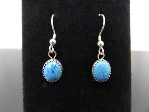 lot 80 image: .925 Sterling Silver Sodalite Cabochon Dangle Hook Earrings