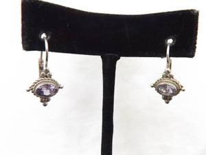 lot 84 image: .925 Sterling Silver Amethyst Hinged Hook Earrings