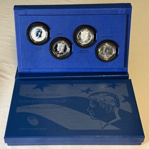 2014 50th Anniversary Kennedy Half Dollar - 4 Coin Set (Reverse Proof, Proof, Enhanced Uncirculated, Uncirculated) - original package with COA