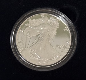lot 9 image: 2023 W-American Eagle One Ounce Proof SILVER Bullion Dollar Coin - original package with COA