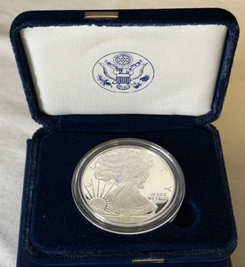lot 15 image: 2010 W-American Eagle One Ounce Proof SILVER Bullion Dollar Coin - original package with COA