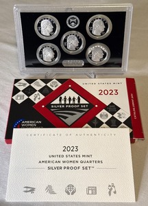 lot 20 image: 2023 American Women Quarters SILVER Proof Set - 5 coins - original package with COA