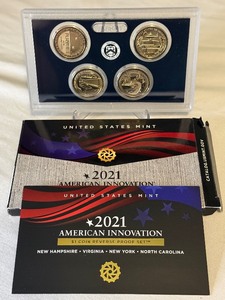 lot 46 image: 2021 American Innovation $1 Coin Reverse Proof Set - 4 coins - original package with COA