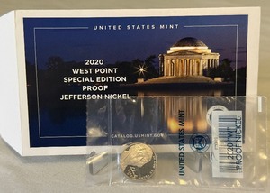 lot 47 image: 2020 West Point Special Edition Jefferson Nickel Proof - original envelope with plastic