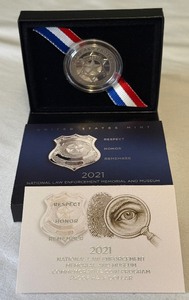 lot 49 image: 2021 S-National Law Enforcement Memorial & Museum Proof Clad Half Dollar - original package with COA