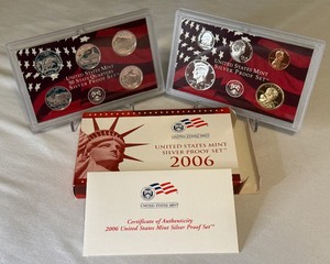 lot 55 image: 2006 SILVER Proof Set (10 coins)  - original package with COA