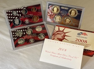 lot 57 image: 2008 SILVER Proof Set (14 coins) - original package with COA