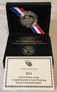lot 65 image: 2011 US Army Commemorative Coin Program - Proof Clad Half Dollar - original package with COA