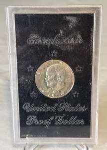 lot 68 image: 1974 S-Eisenhower Proof SILVER Dollar - coin in case only, no other packaging