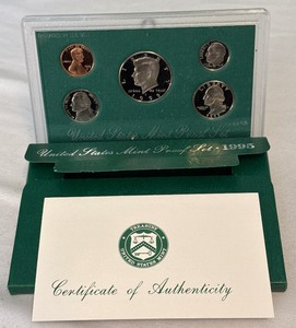 lot 117 image: 1995 Proof Set (5 coins) - original package with COA