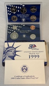 lot 120 image: 1999 Proof Set (9 coins)- original package with COA
