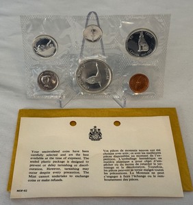 lot 136 image: 1967 Canada Proof-Like 6 Coin Uncirculated Set - original package with envelope
