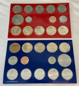lot 139 image: P&D Two (2) 2008 US Mint Uncirculated Coin Sets (28 Coins) - original govt package (OGP)