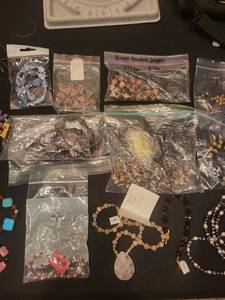 lot 5J image: Collection of Semi-Precious Stone Bead Necklaces, Bracelets, and Loose Beads