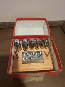 lot 151J image: Dapping Block and Punch Set with Wooden Base and 8 Punches