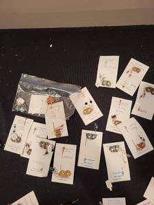 lot 152J image: Set of Handmade Masque Lapel Pins and Brooches with Gemstone Accents