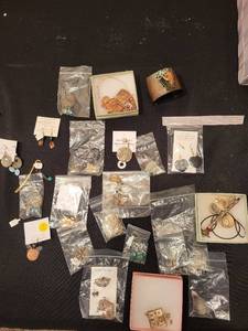 lot 154J image: Artisan Handmade Jewelry Lot Assorted Earrings Bangles Pendants
