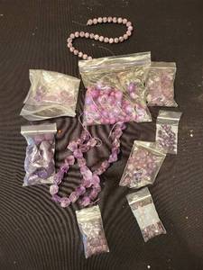 lot 165J image: Collection of Assorted Purple Gemstone and Glass Beads