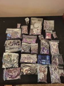 lot 167J image: Collection of Purple and Lavender Stone and Glass Beads for Jewelry Making