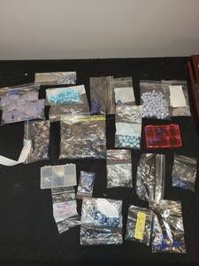 lot 168J image: Collection of Blue and Purple Loose Beads and Gemstones Assorted Shapes and Sizes