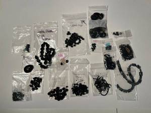 lot 62J image: Collection of Assorted Black Onyx and Gemstone Beads and Cabochons