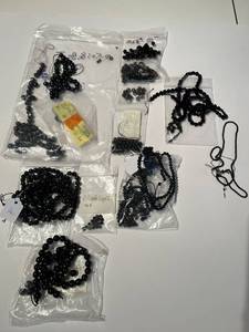 lot 66J image: Collection of Black Agate Bead Strands and Loose Beads