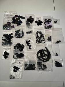 lot 68J image: Large Collection of Black Gemstone Beads and Cabochons in Assorted Styles
