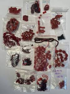 lot 86J image: Collection of Red Gemstone Beads and Pendants Assortment