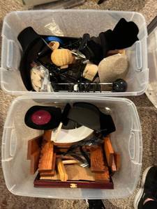 lot 121J image: Collection of Jewelry Display Stands, Risers, Mannequin Busts, and Display Props