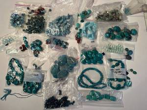 lot 178J image: Large Assorted Lot of Turquoise and Gemstone Beads for Jewelry Making